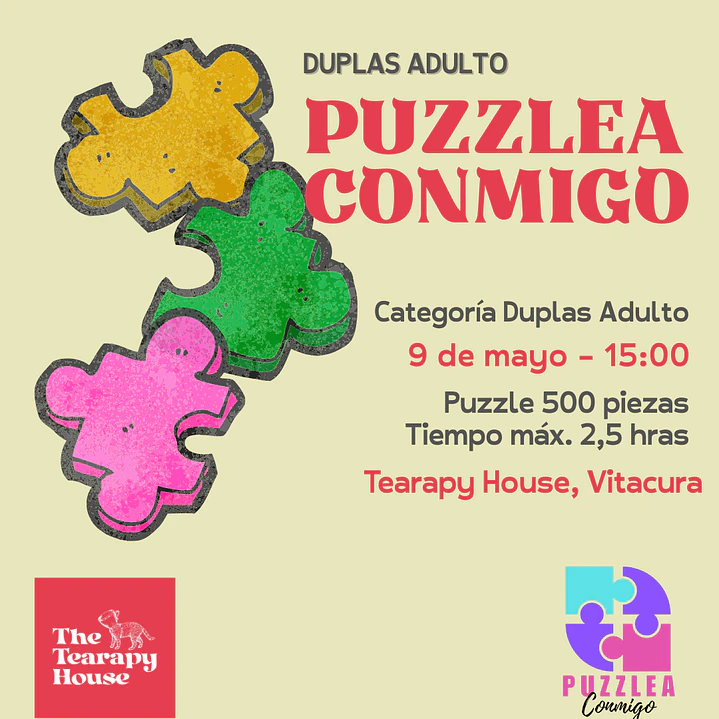 🧩 Torneo Puzzlea Conmigo – Duplas Adulto - Sábado 9 de mayo -- 15:00 -- The Tearapy House - Vitacura  1