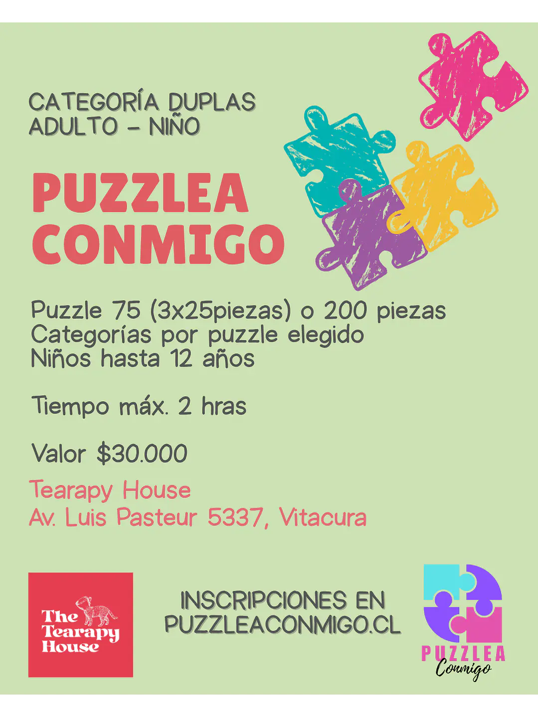 🧩Torneo Dupla Adulto-Niño  - Sábado 30 de mayo - 15:00 - The Tearapy House - Vitacura 2