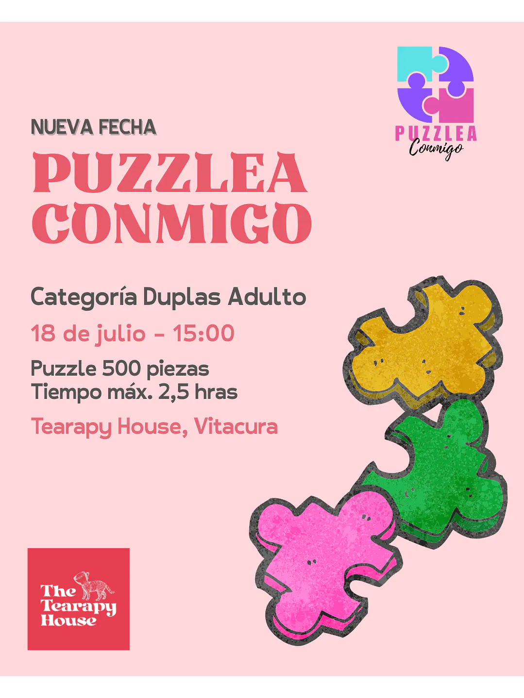 🧩 Duplas Adulto - Sábado 18 de julio - 15:00 - The Tearapy House - Vitacura  1