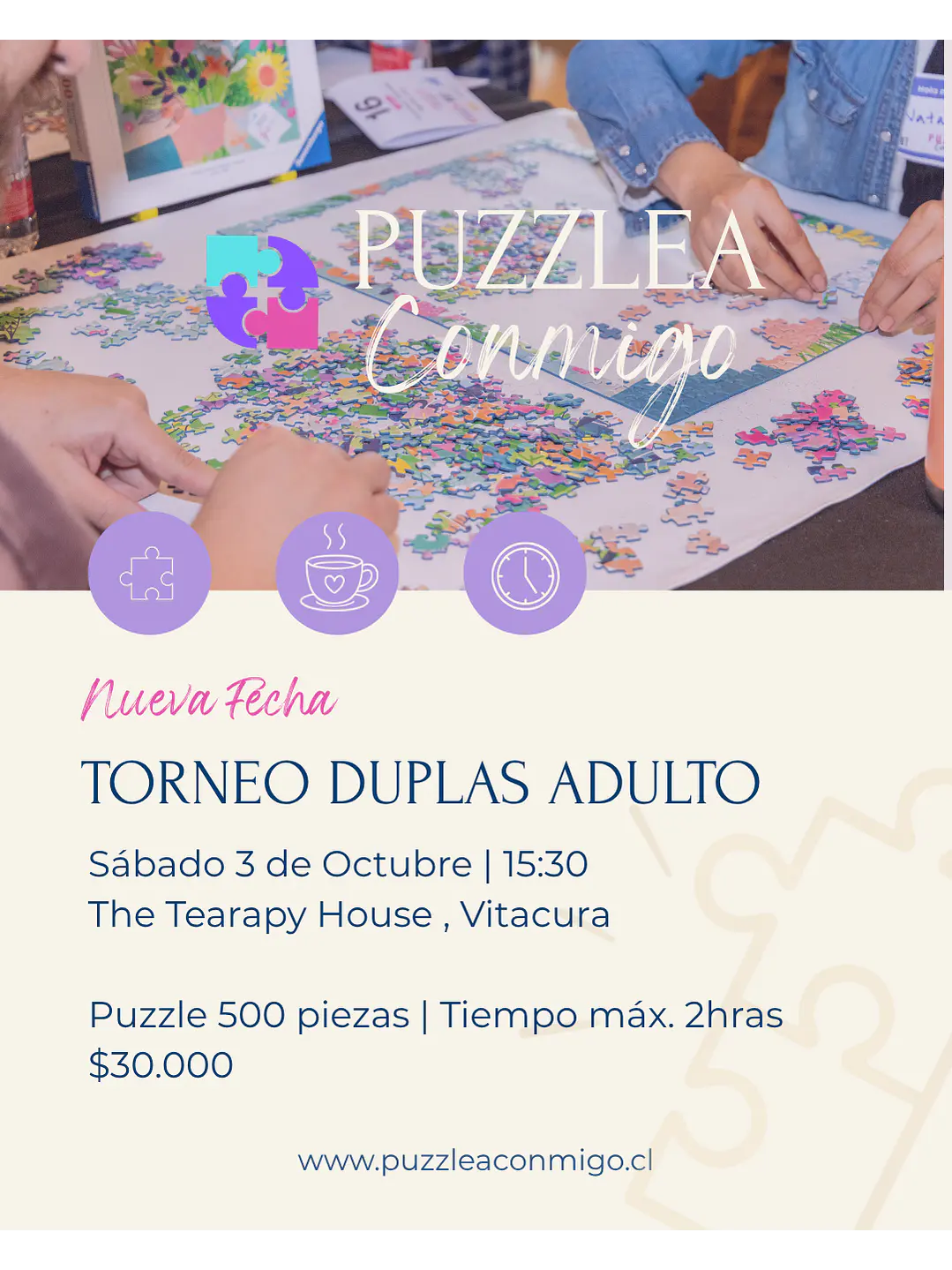 🧩 Duplas Adulto - Sábado 3 de octubre - 15:30 - The Tearapy House - Vitacura  1