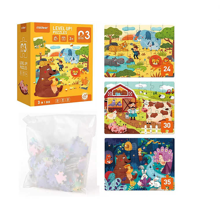 LEVEL UP PUZZLES NIVEL 3 HABITATS NATURALES, 3 PUZZLES 1