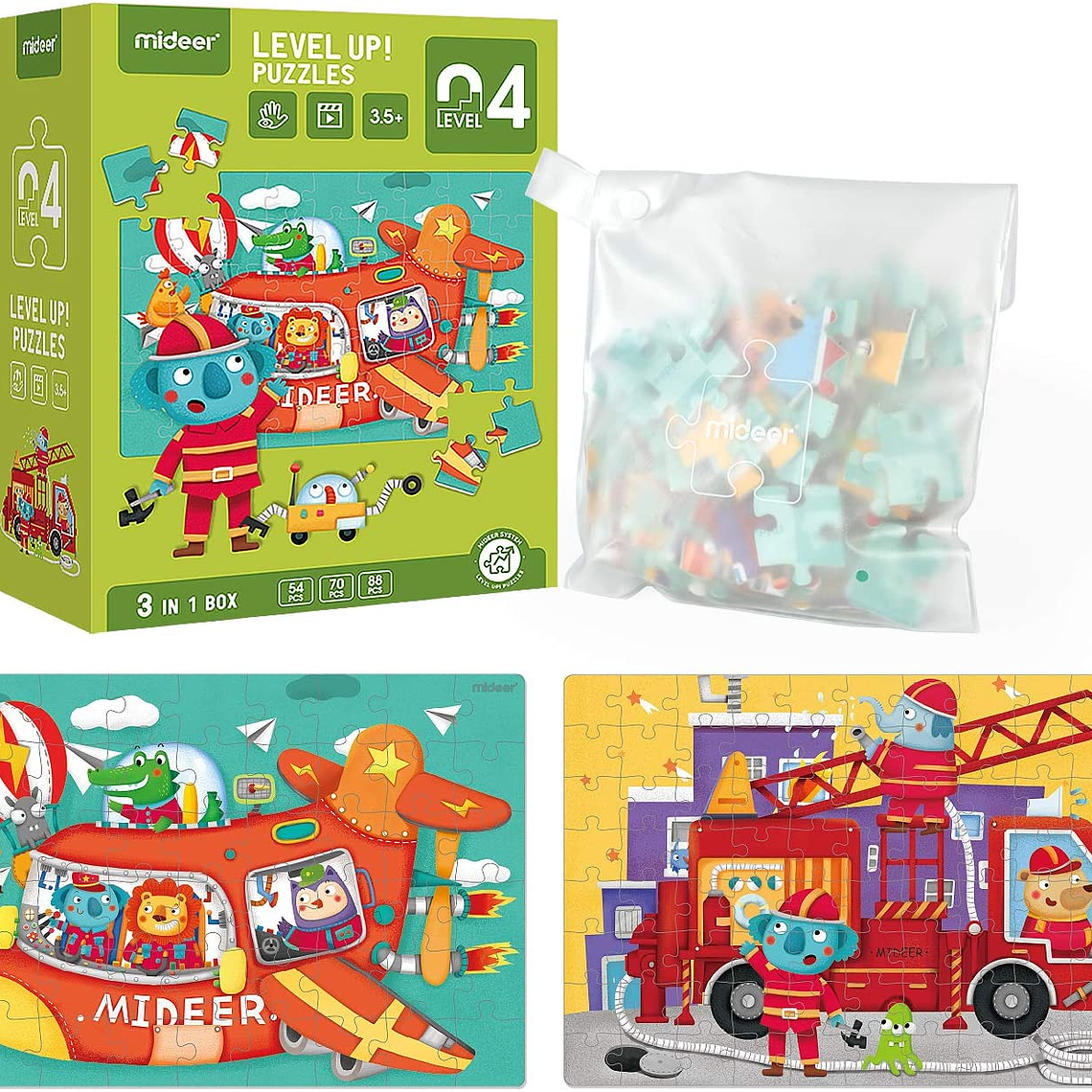 LEVEL UP PUZZLEs NIVEL 4 VEHICULOS, 3 PUZZLES 4