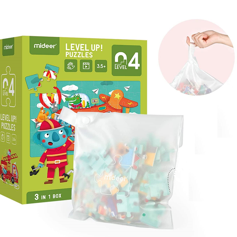 LEVEL UP PUZZLEs NIVEL 4 VEHICULOS, 3 PUZZLES 5