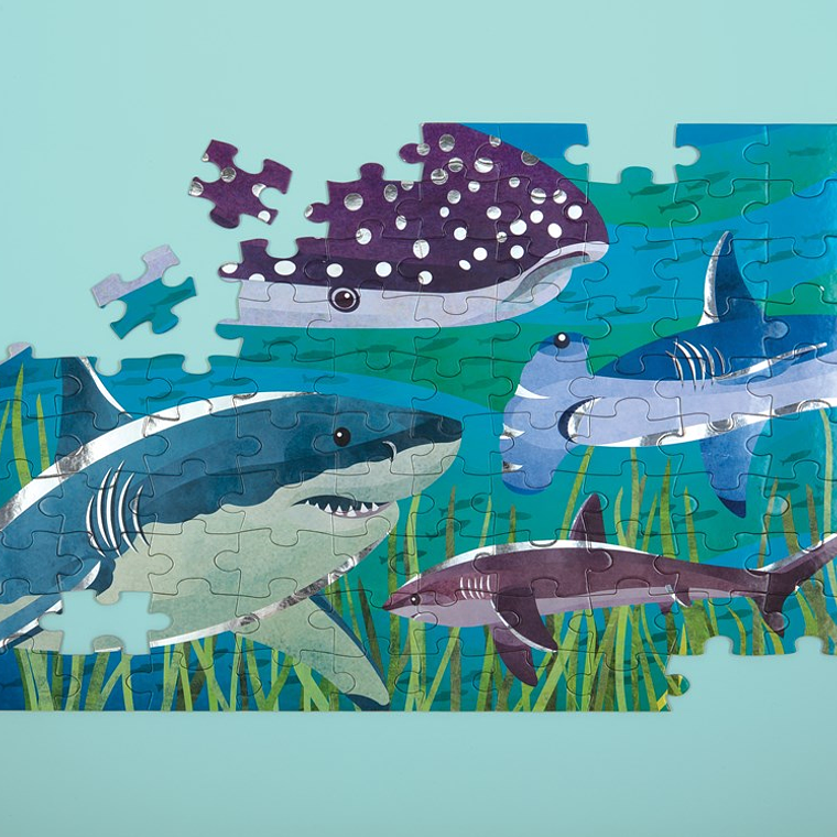 PUZZLE 100PCS CON ALUMINIO, TIBURONES 3