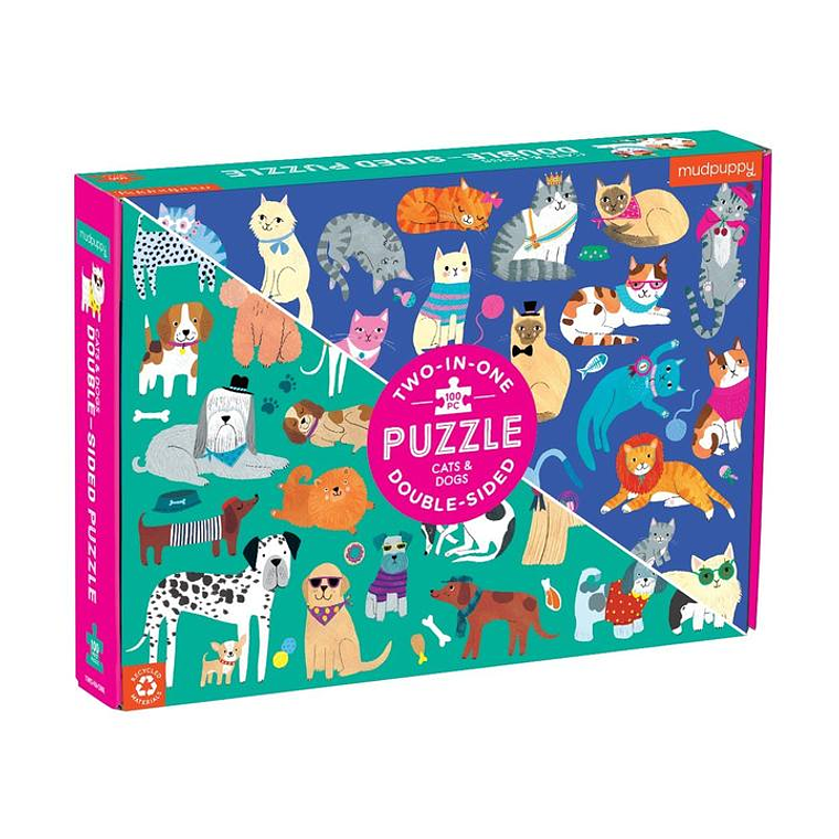 PUZZLE 100PCS DOBLE, PERROS Y GATOS 1