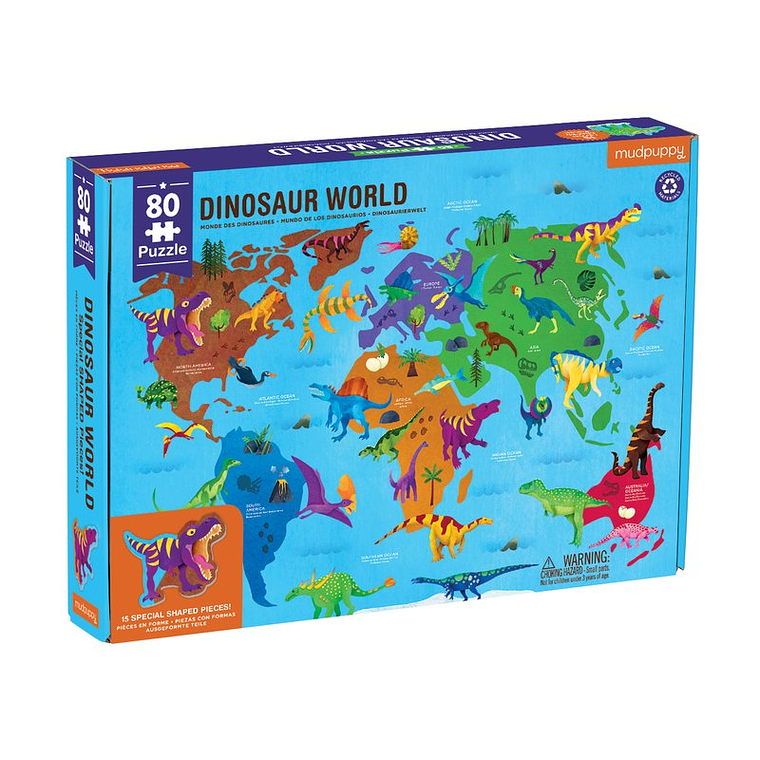 PUZZLE 80PCS, GEOGRAFIA DINOSAURIOS 2