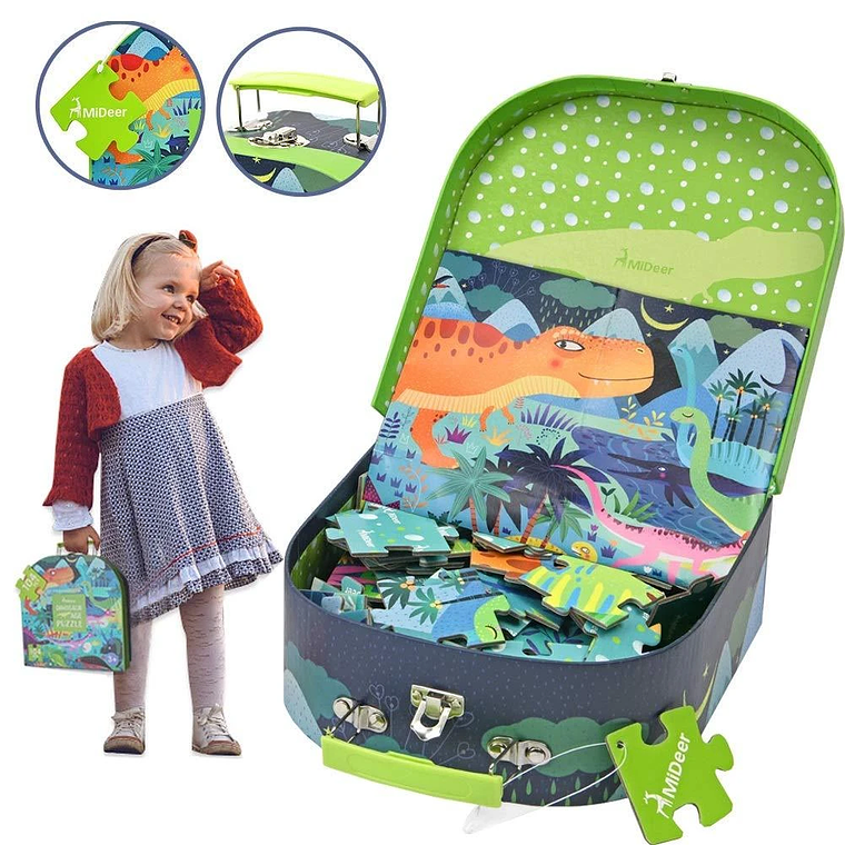 PUZZLE 104PCS MALETA, DINOSAURIOS 3