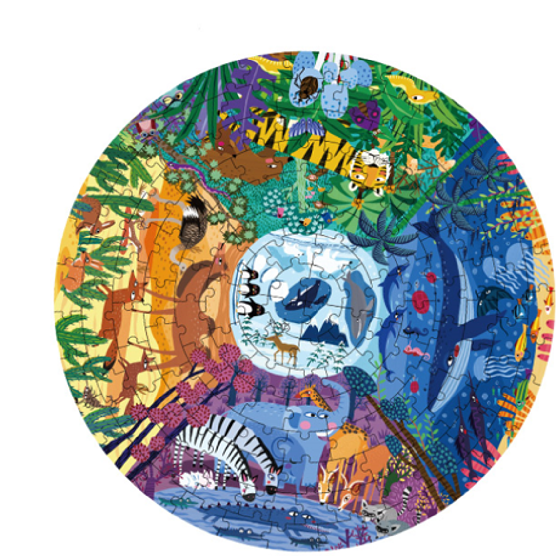 PUZZLE 150PCS REDONDO, ANIMALES ALREDEDOR DEL MUNDO  1