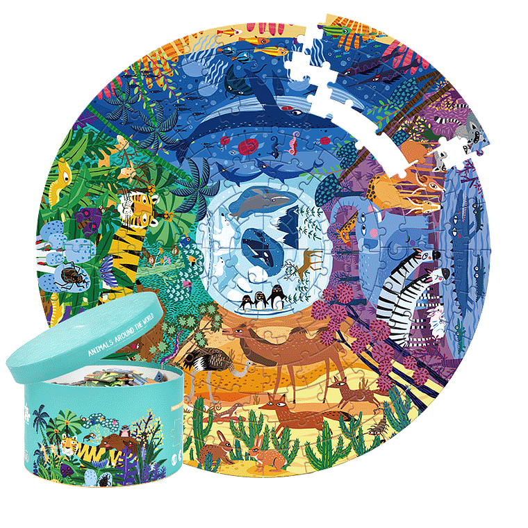 PUZZLE 150PCS REDONDO, ANIMALES ALREDEDOR DEL MUNDO  3