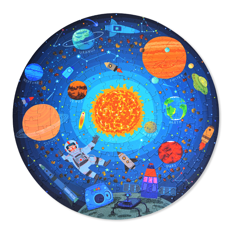 PUZZLE 150PCS REDONDO, VAGANDO EN EL ESPACIO  1