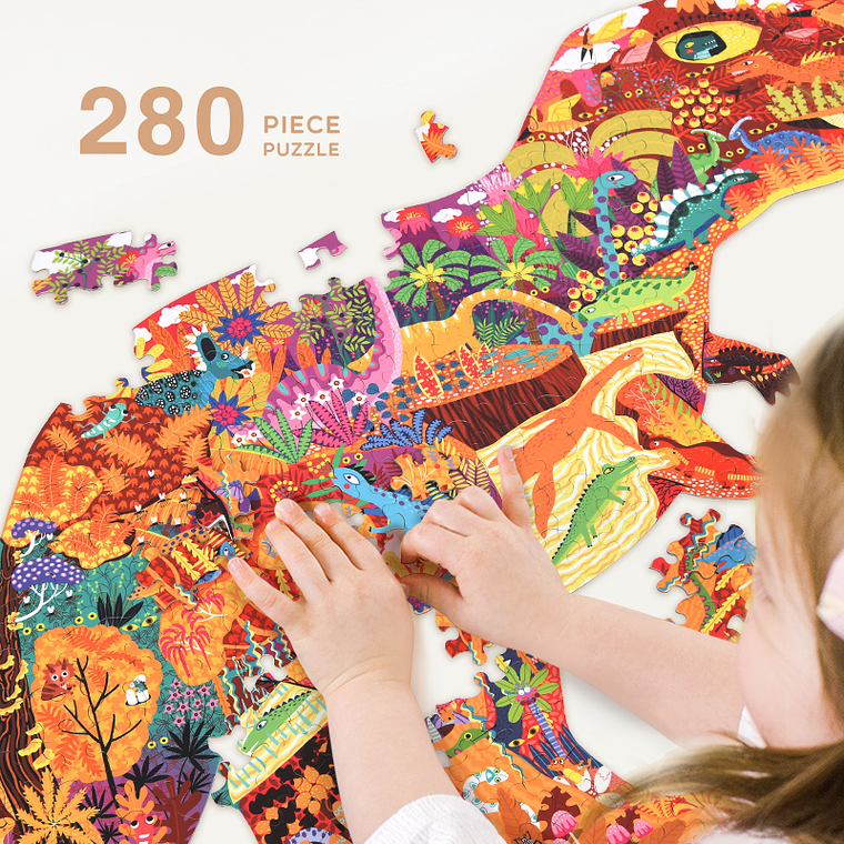 PUZZLE 280PCS CON FORMA, DINOSAURIOS 2