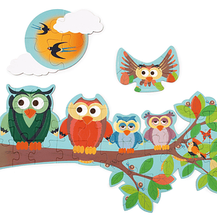 PUZZLE 39PCS DOBLE CON FORMA, BUHO