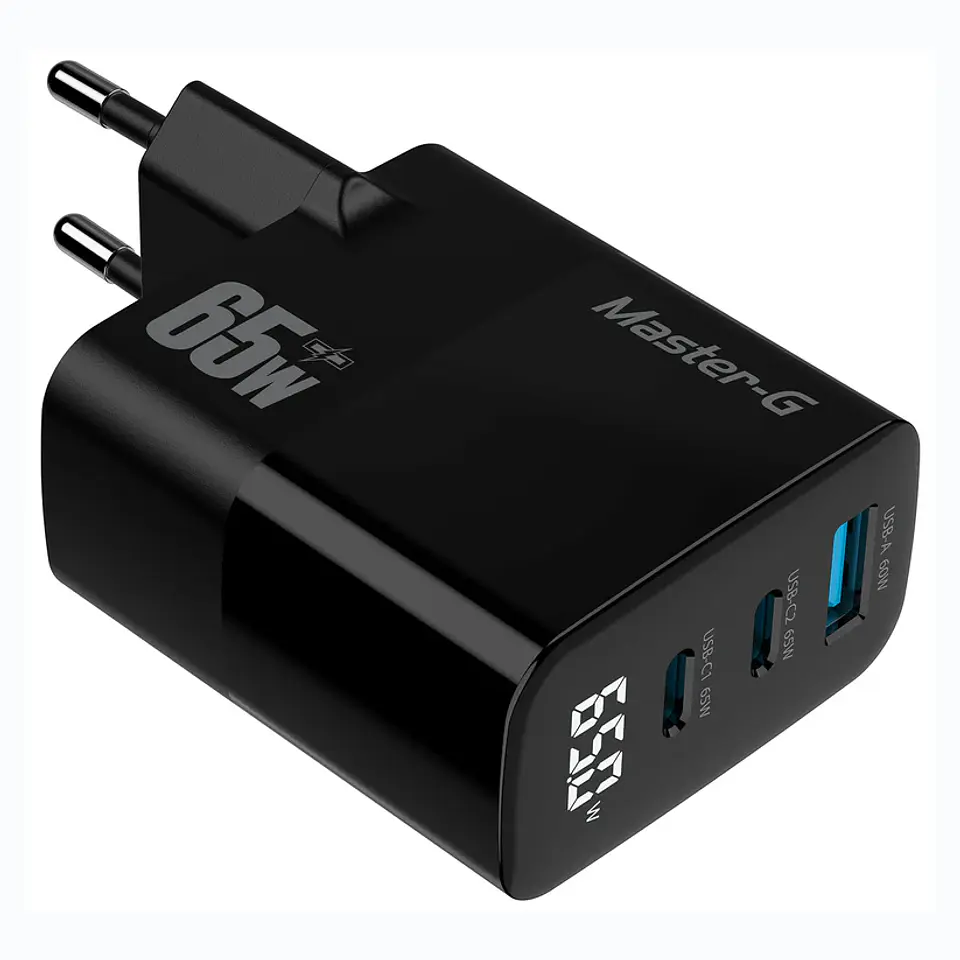 Cargador Multipuerto 65W Power Delivery – 2× USB-C + USB con Display LCD  4