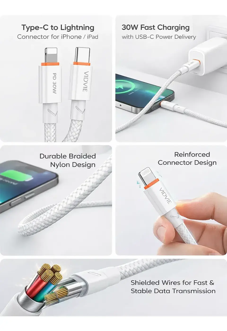 Cable Lightning a USB-A 3A Nylon Trenzado 120cm – iPhone 4