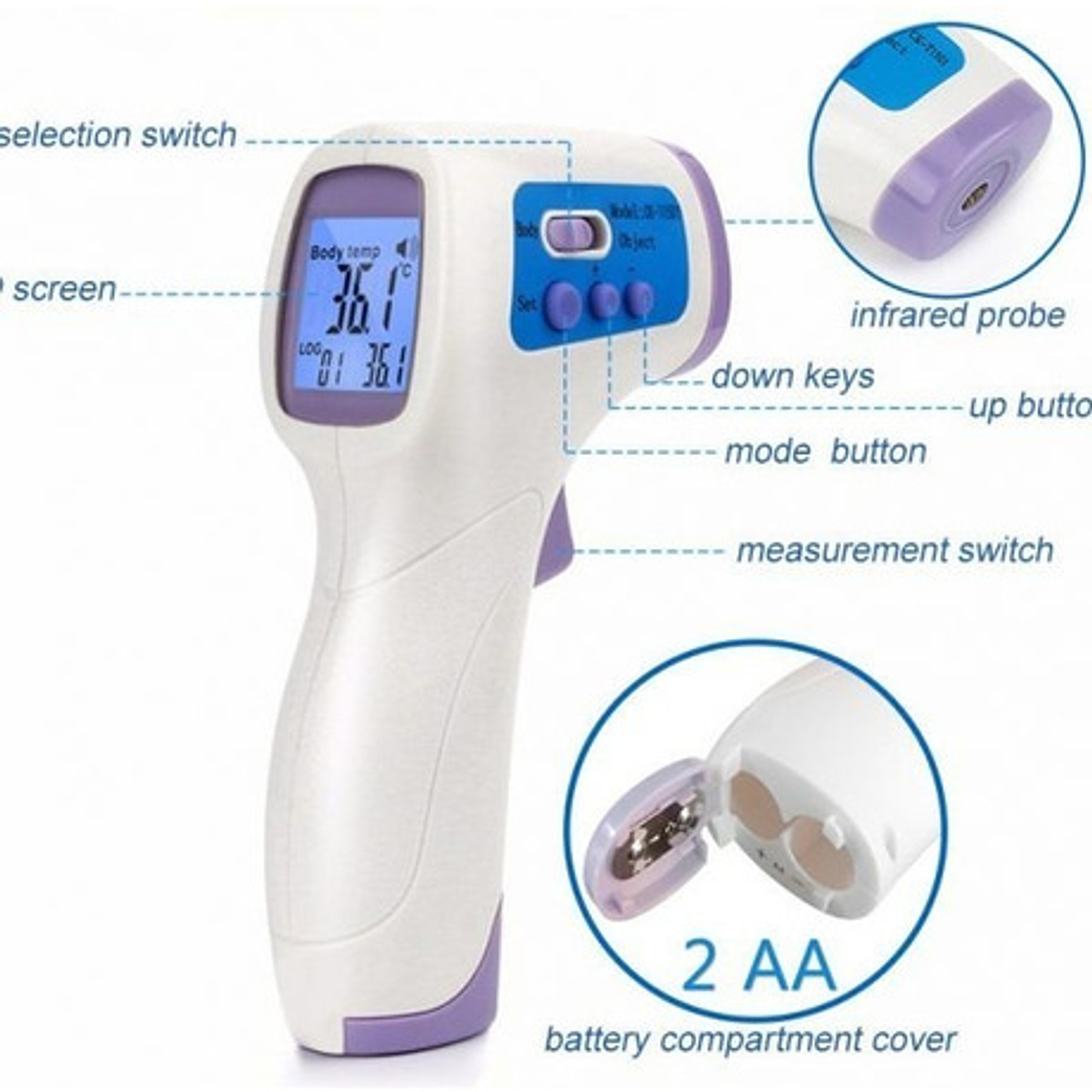 Aiqura Ad801 Termómetro Infrarrojo Digital Temperatura Medico Corporal Color Blanco 8