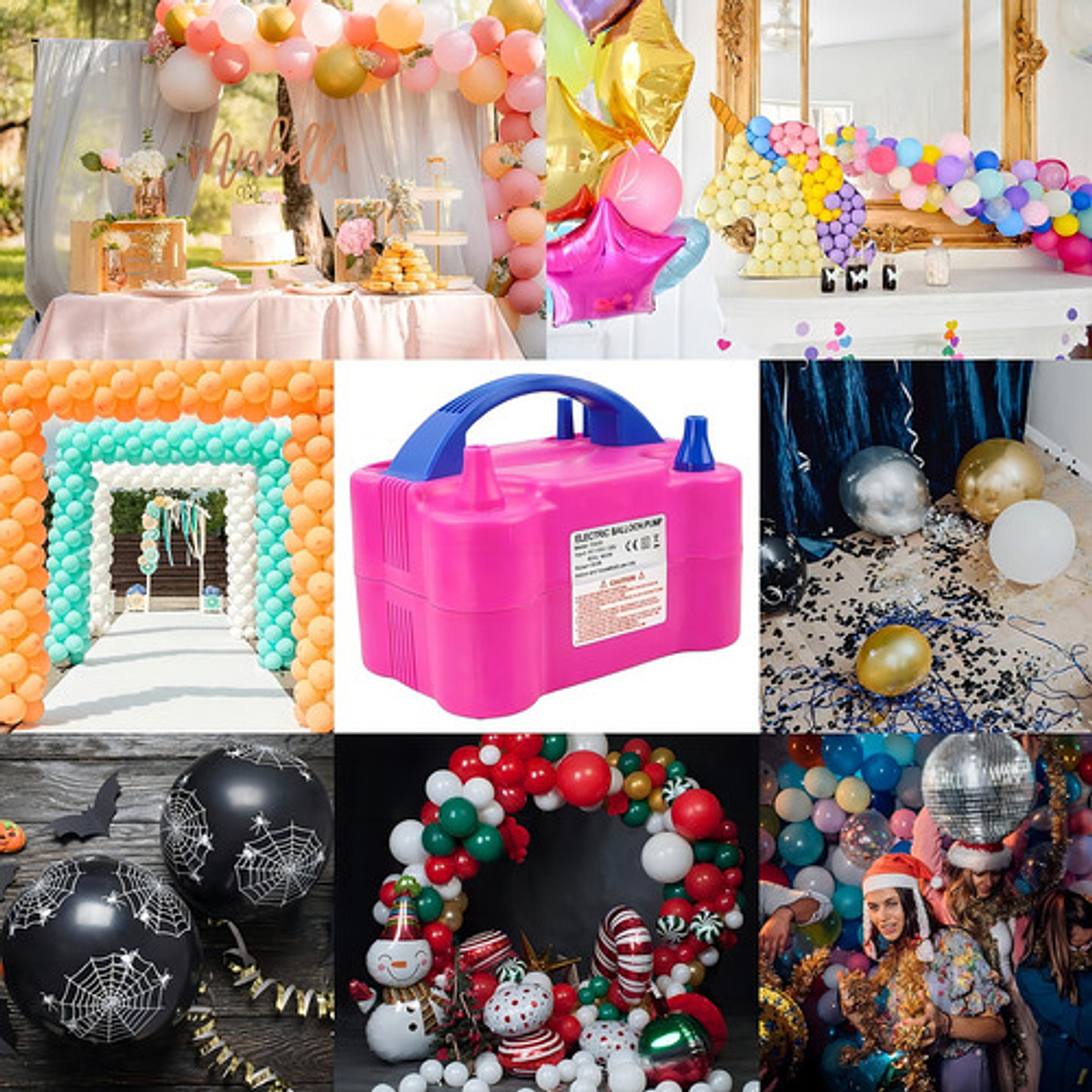 Inflador De Globos Bombas Eléctrico 2 Inyectores Fiestas 4