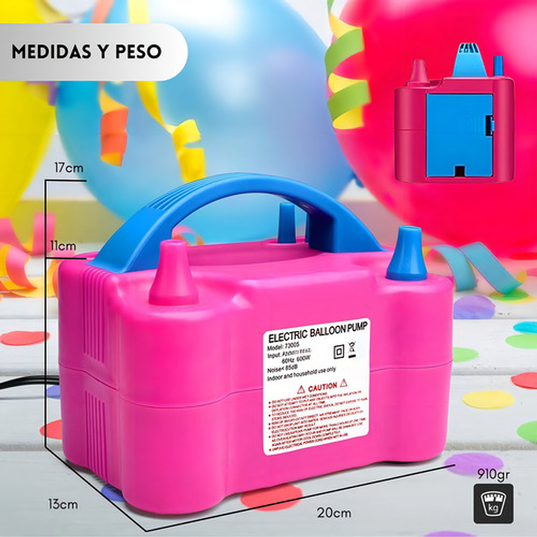 Inflador De Globos Bombas Eléctrico 2 Inyectores Fiestas 9