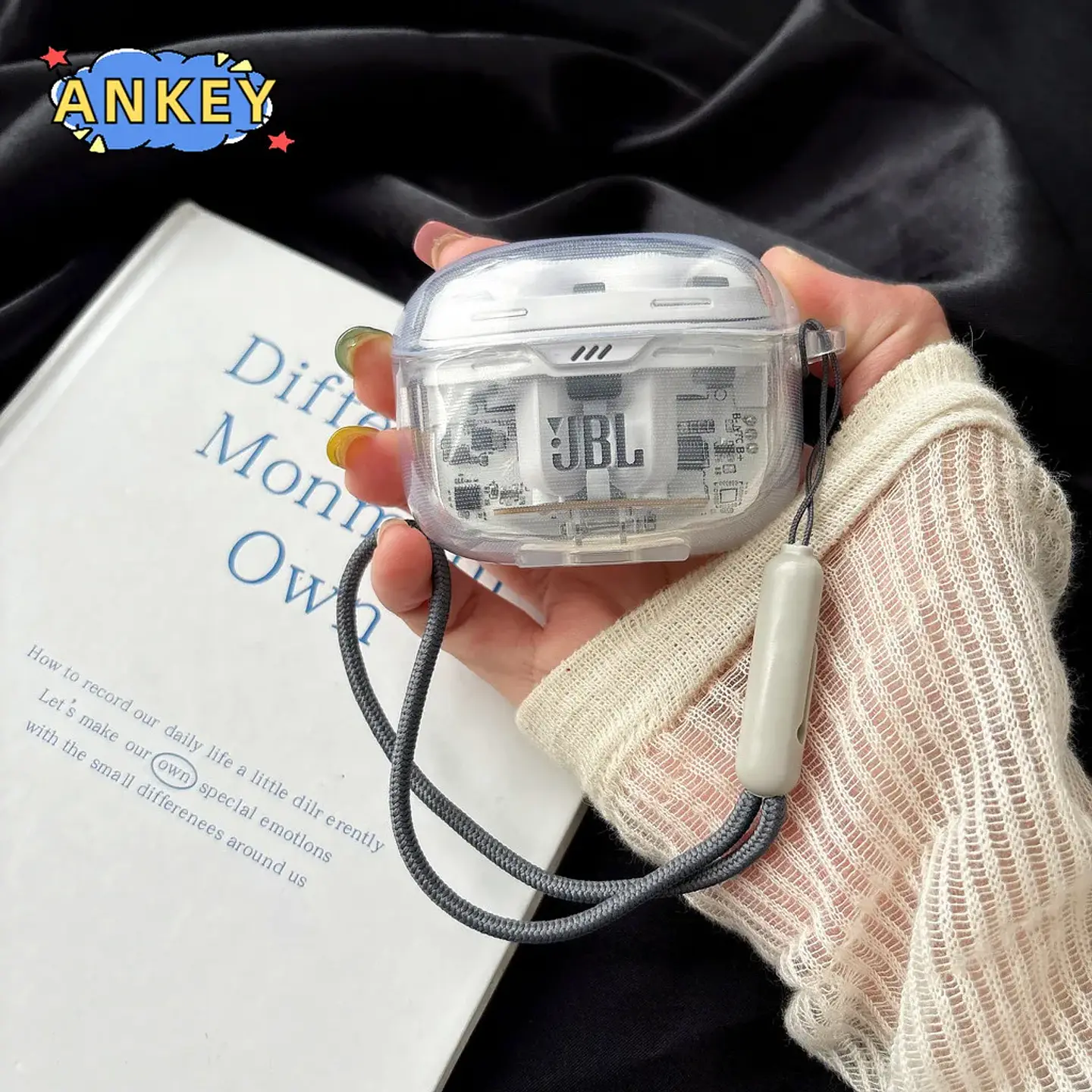 for JBL Tune Beam 2 Case Protective Transparent Clear TPU Covers JBL Tune Buds 2 Bluetooth Earphone with Nylon lanyard 2