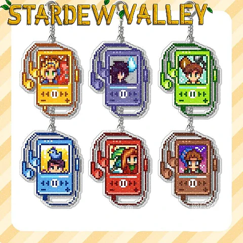 Game Stardew Valley Sebastian Shane Elliott Cosplay Keychain Acrylic Pixel Walkman Pendant Keyring Key Chain Bag Accessory Props