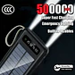 Solar Power Bank 500000mAh Fast Charging Powerbank High Capacity Portable Mobile Power Flashlight Built in 4 Cables Battery - Thumbnail 2