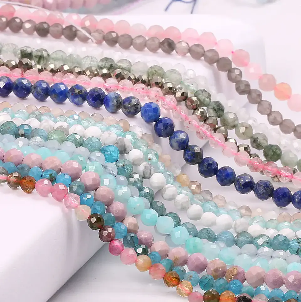 Small Beads Natural Stone Beads Tourmaline Sapphir 2,3,4,5mm Section Loose Beads for Jewelry Making Necklace DIY Bracelet (36cm) 1
