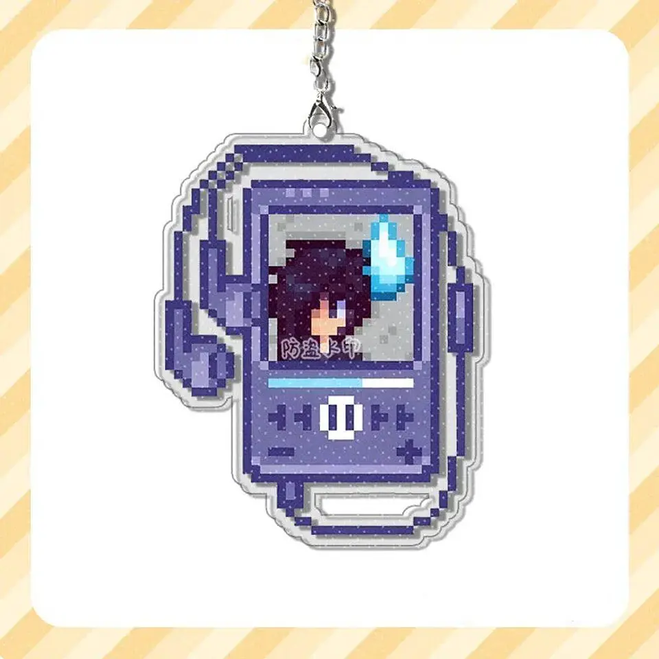 Game Stardew Valley Sebastian Shane Elliott Cosplay Keychain Acrylic Pixel Walkman Pendant Keyring Key Chain Bag Accessory Props 4
