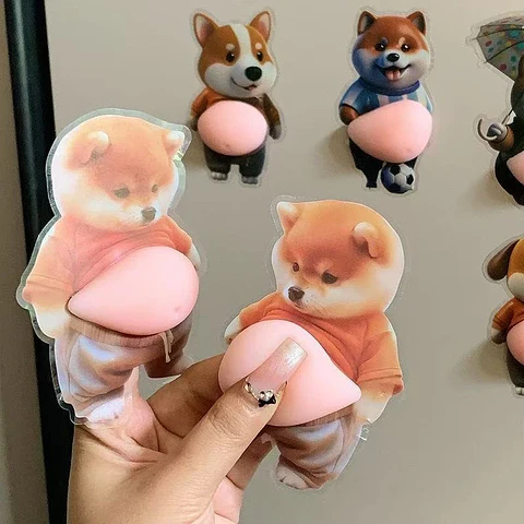 Cute Puppy Big Belly Pinch Sticker Cartoon 3D Shiba Inu Anti-collision Sticker DIY Mobile Phone Case Sticker Children's Toy