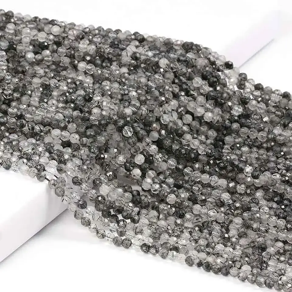Small Beads Natural Stone Beads Tourmaline Sapphir 2,3,4,5mm Section Loose Beads for Jewelry Making Necklace DIY Bracelet (36cm) 7