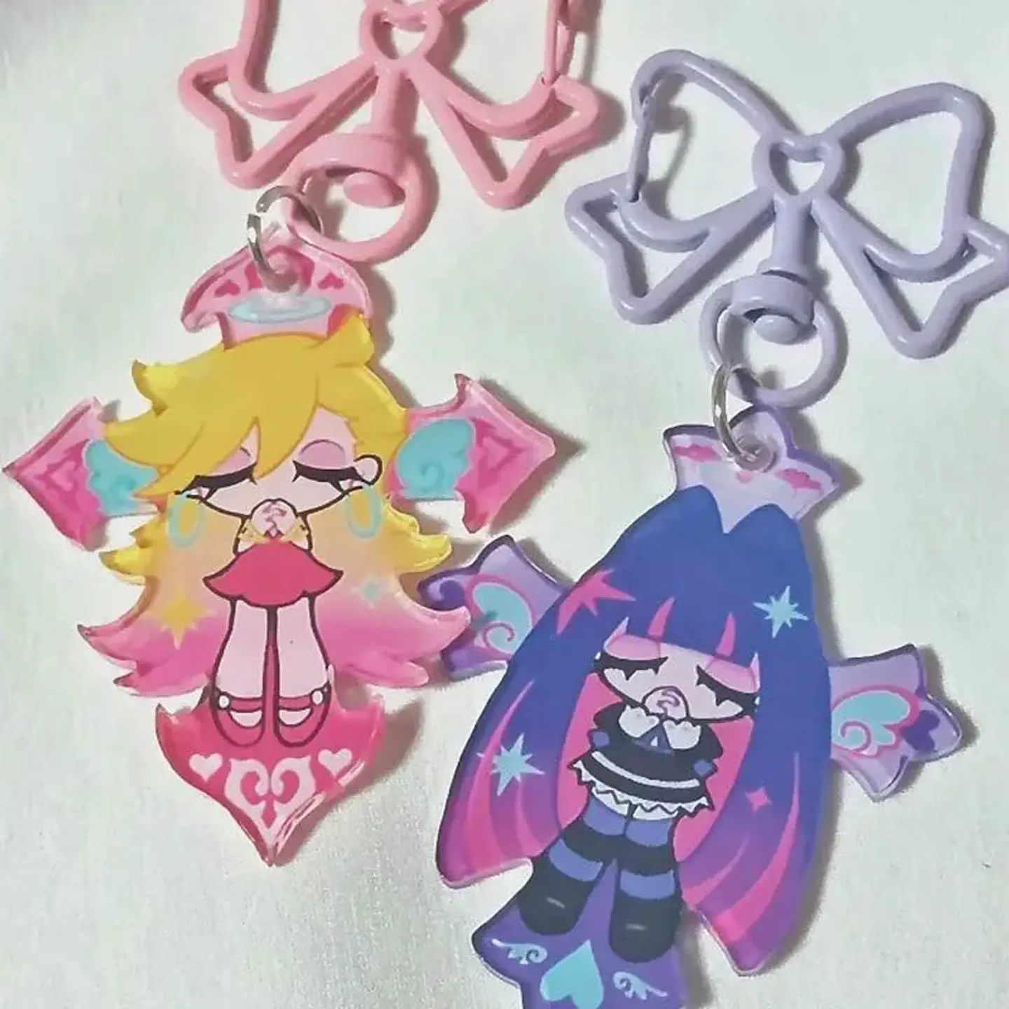 Anime Panty Stocking with Garterbelt Stocking Panty Cosplay Keychain Kawaii Acrylic Pendant Keyring Key Chain Bag Accessories 5