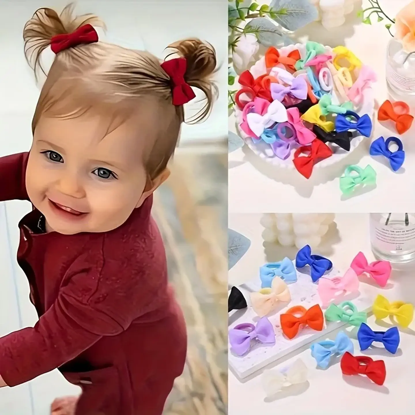 10/20/30/40pcs Cute Bow Elastic Non-slip Hair Ties | Suitable for All Occasions: Festive Photography, Fun Soft Hair Accessories 1