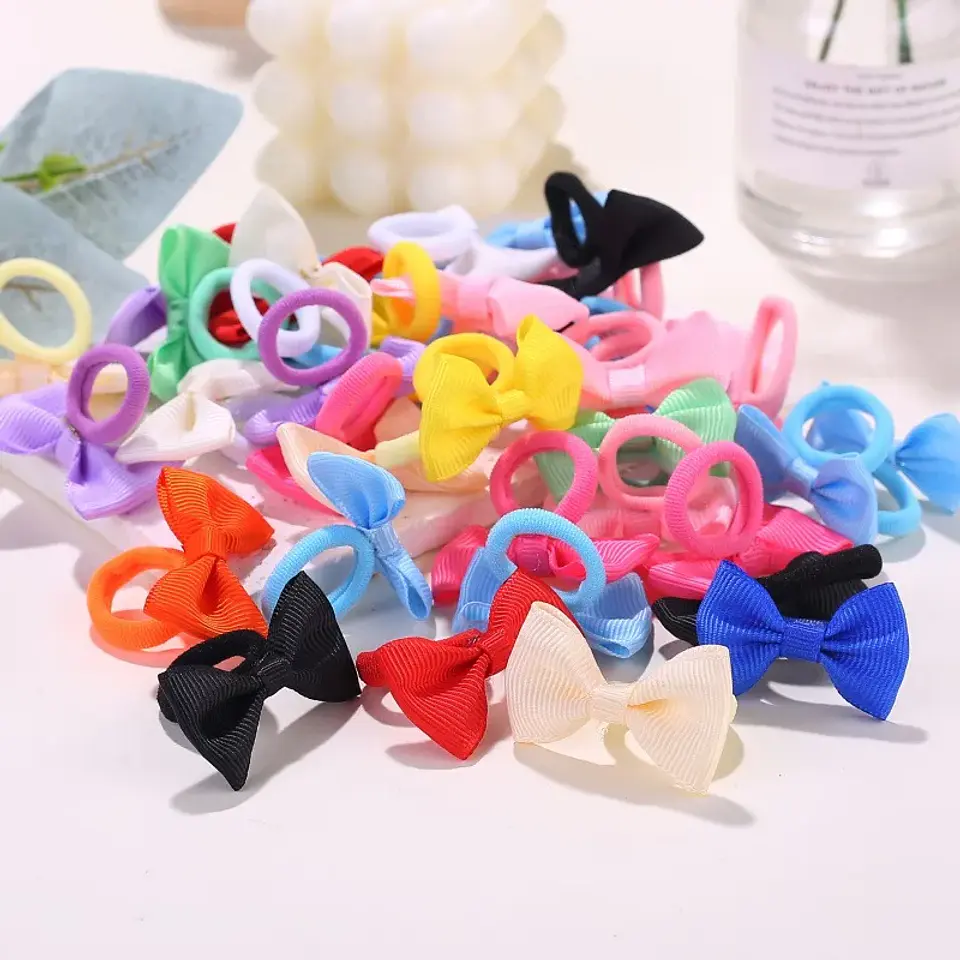 10/20/30/40pcs Cute Bow Elastic Non-slip Hair Ties | Suitable for All Occasions: Festive Photography, Fun Soft Hair Accessories 2