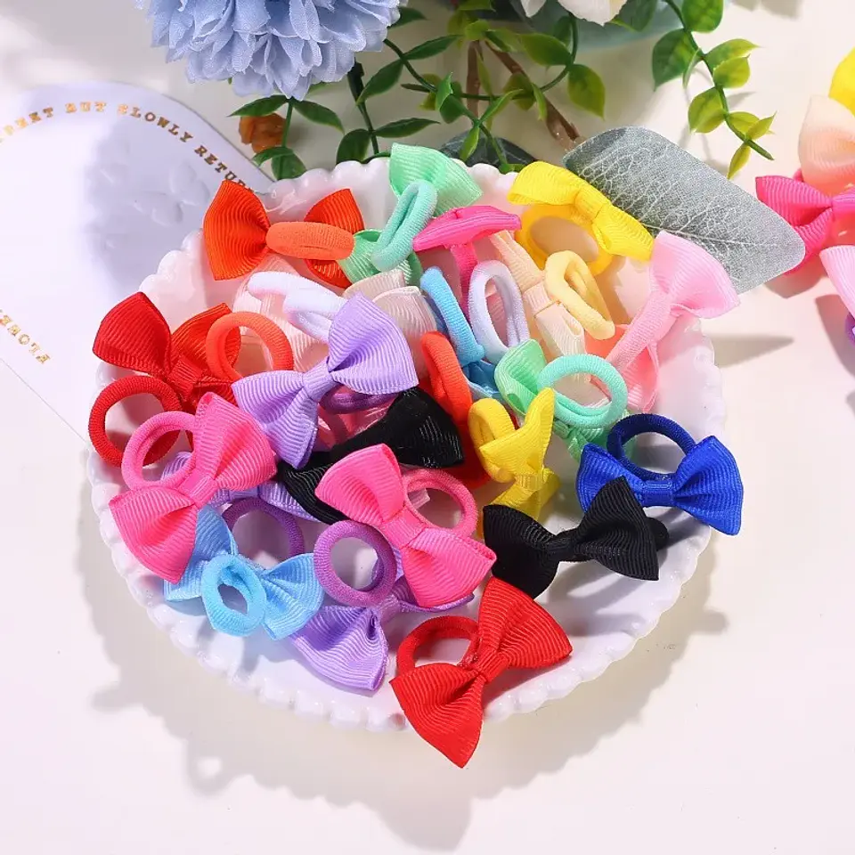10/20/30/40pcs Cute Bow Elastic Non-slip Hair Ties | Suitable for All Occasions: Festive Photography, Fun Soft Hair Accessories 3