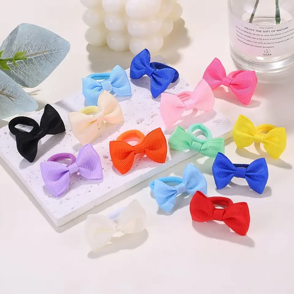 10/20/30/40pcs Cute Bow Elastic Non-slip Hair Ties | Suitable for All Occasions: Festive Photography, Fun Soft Hair Accessories 6