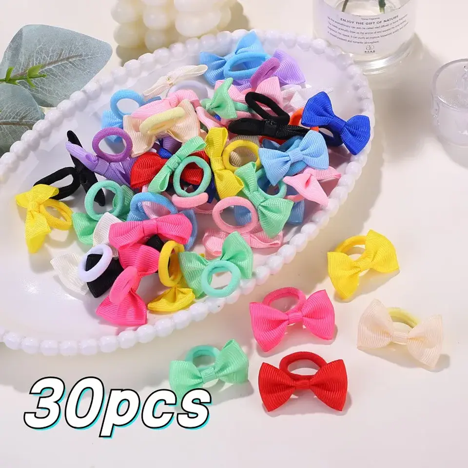 10/20/30/40pcs Cute Bow Elastic Non-slip Hair Ties | Suitable for All Occasions: Festive Photography, Fun Soft Hair Accessories 7