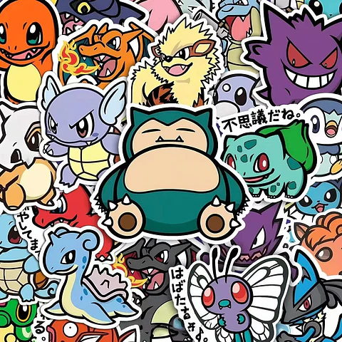 56PCS Cute Anime Pokemon Stickers Cartoon Pikachu Sealing Decoration DIY Laptop Decals Graffiti Sticker Reward Gift Kid Toy