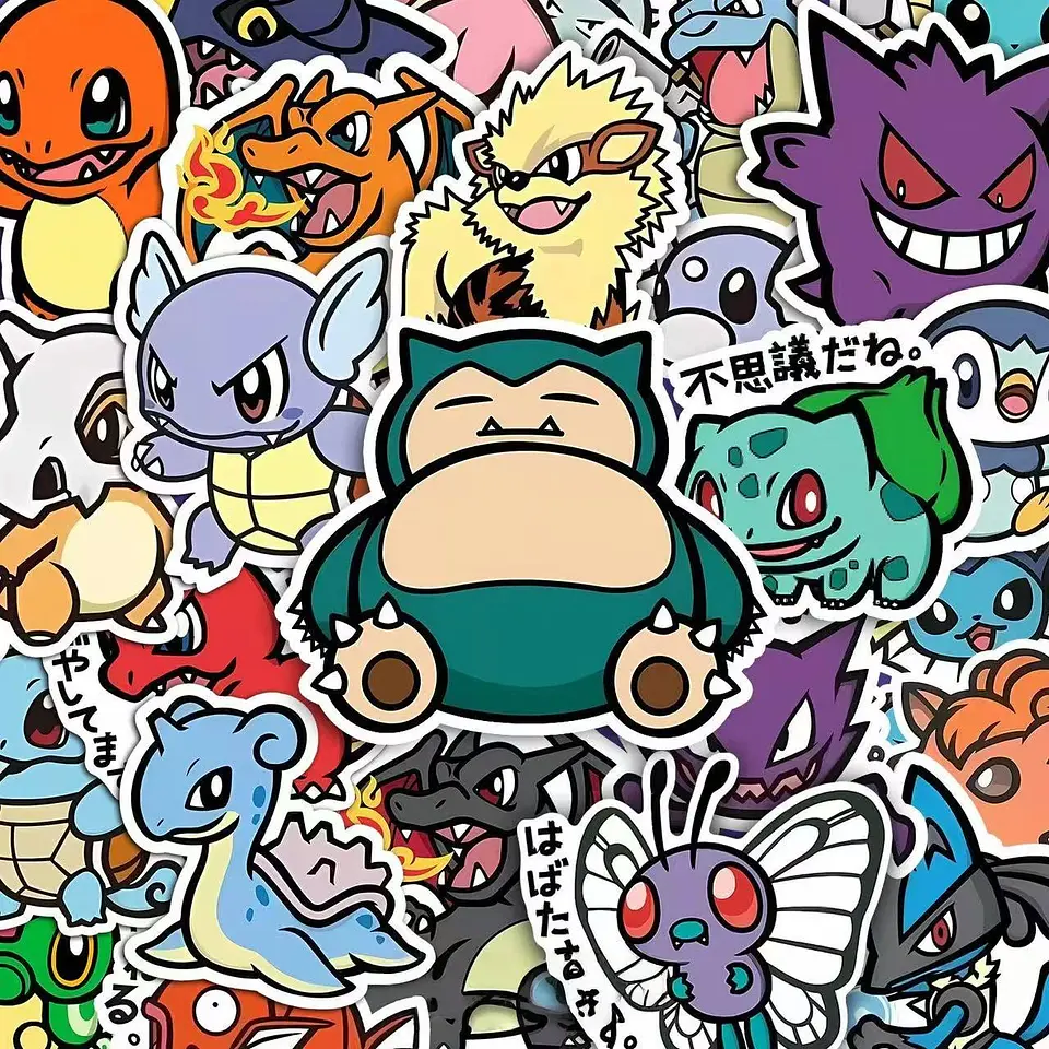 56PCS Cute Anime Pokemon Stickers Cartoon Pikachu Sealing Decoration DIY Laptop Decals Graffiti Sticker Reward Gift Kid Toy 1