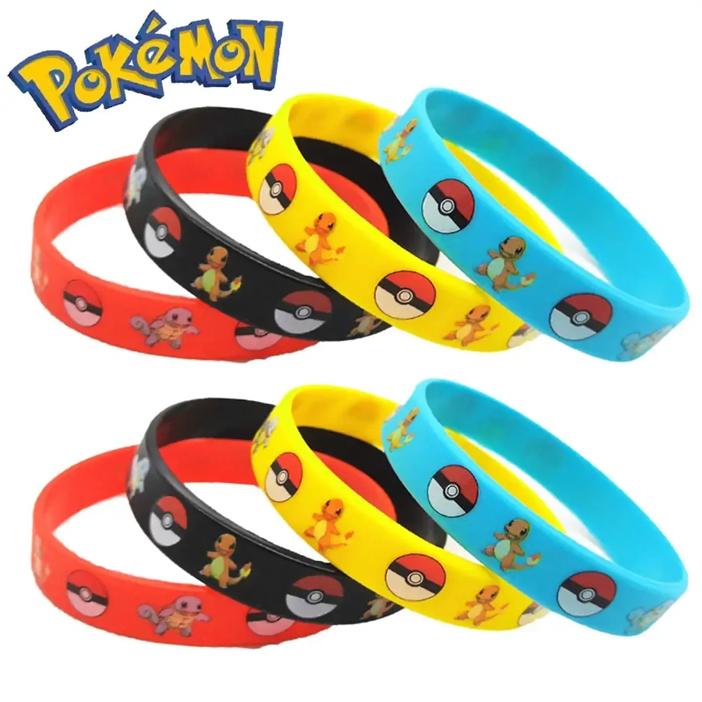 12pcs Pokemon Bracelet Anime Pikachu Charmander Children Cartoon Silicone Wristband Bracelets Party  Accessoires Cosplay Gifts 2