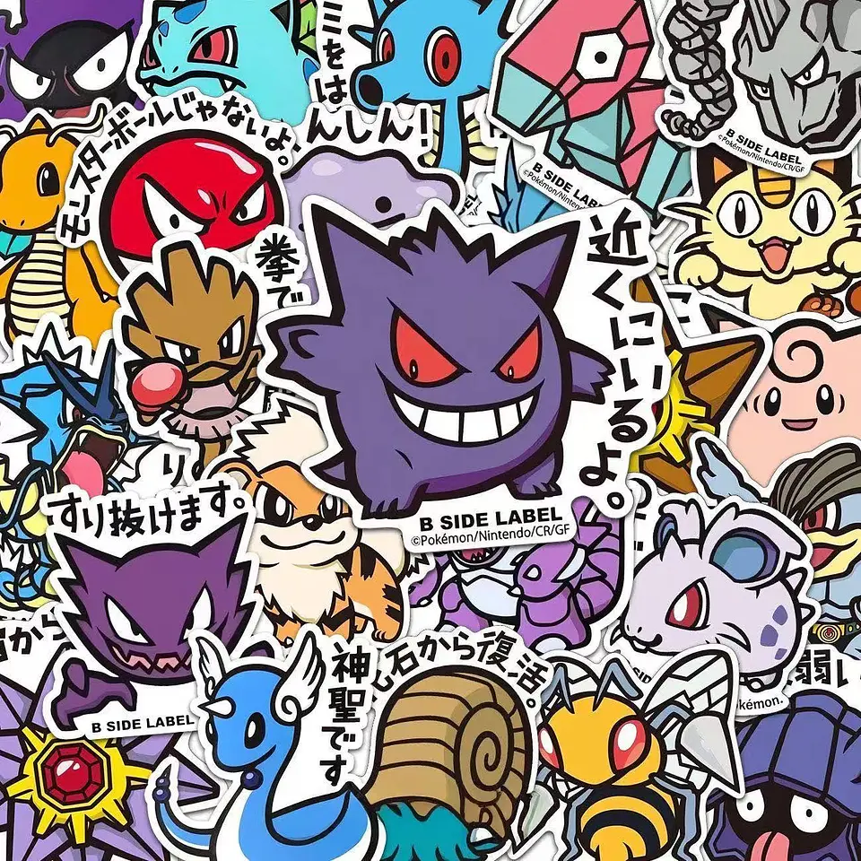 56PCS Cute Anime Pokemon Stickers Cartoon Pikachu Sealing Decoration DIY Laptop Decals Graffiti Sticker Reward Gift Kid Toy 2