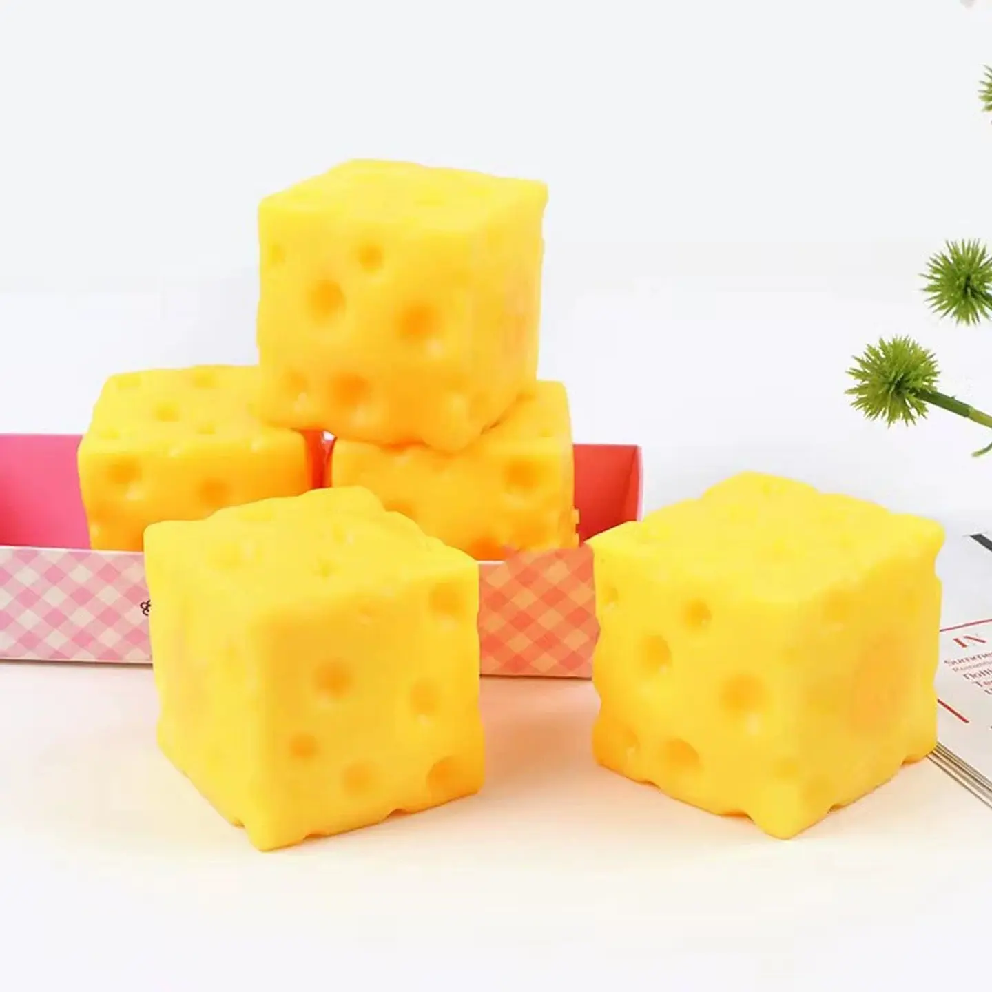 Squishy Square Cheese Squeeze Toys Slow Rebound Push Stress Relief Sensory Toy Soft Butter Cheese Fidget Toy Christmas Present 1