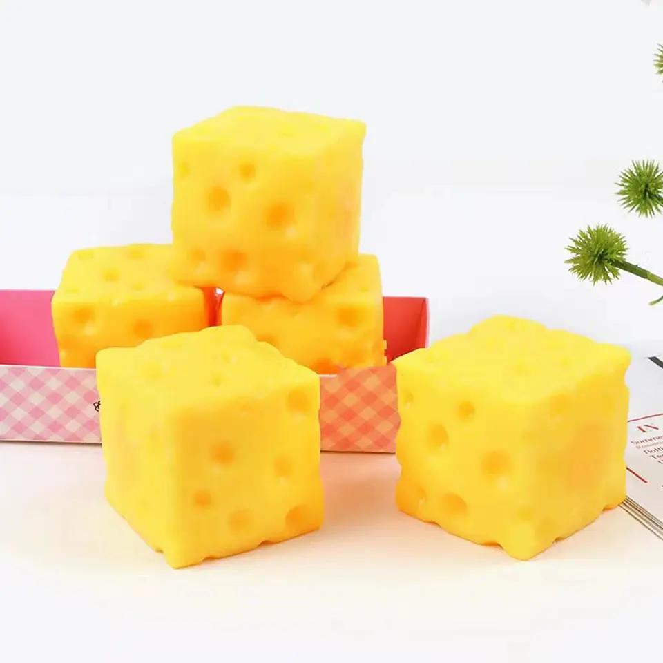 Squishy Square Cheese Squeeze Toys Slow Rebound Push Stress Relief Sensory Toy Soft Butter Cheese Fidget Toy Christmas Present 1