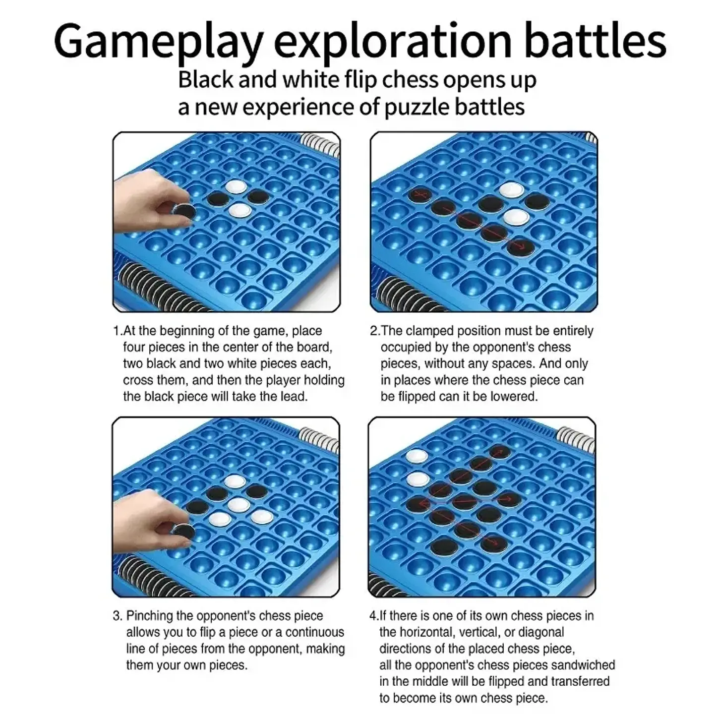 Dual-Side Flip Board Strategy Game for 2 Players Logic Training Educat for 2 Players Logic Training Educational Brain Teaser Toy 2