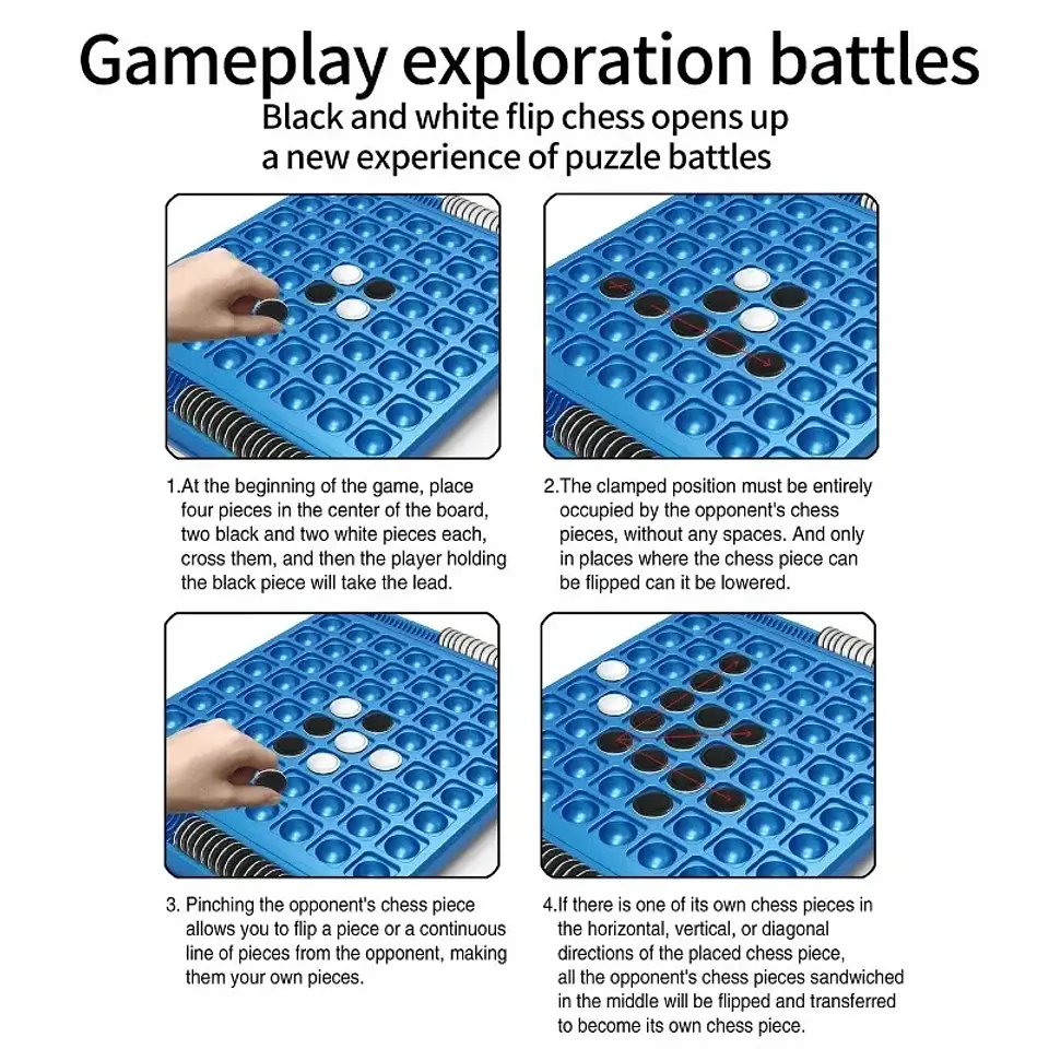 Dual-Side Flip Board Strategy Game for 2 Players Logic Training Educat for 2 Players Logic Training Educational Brain Teaser Toy 2