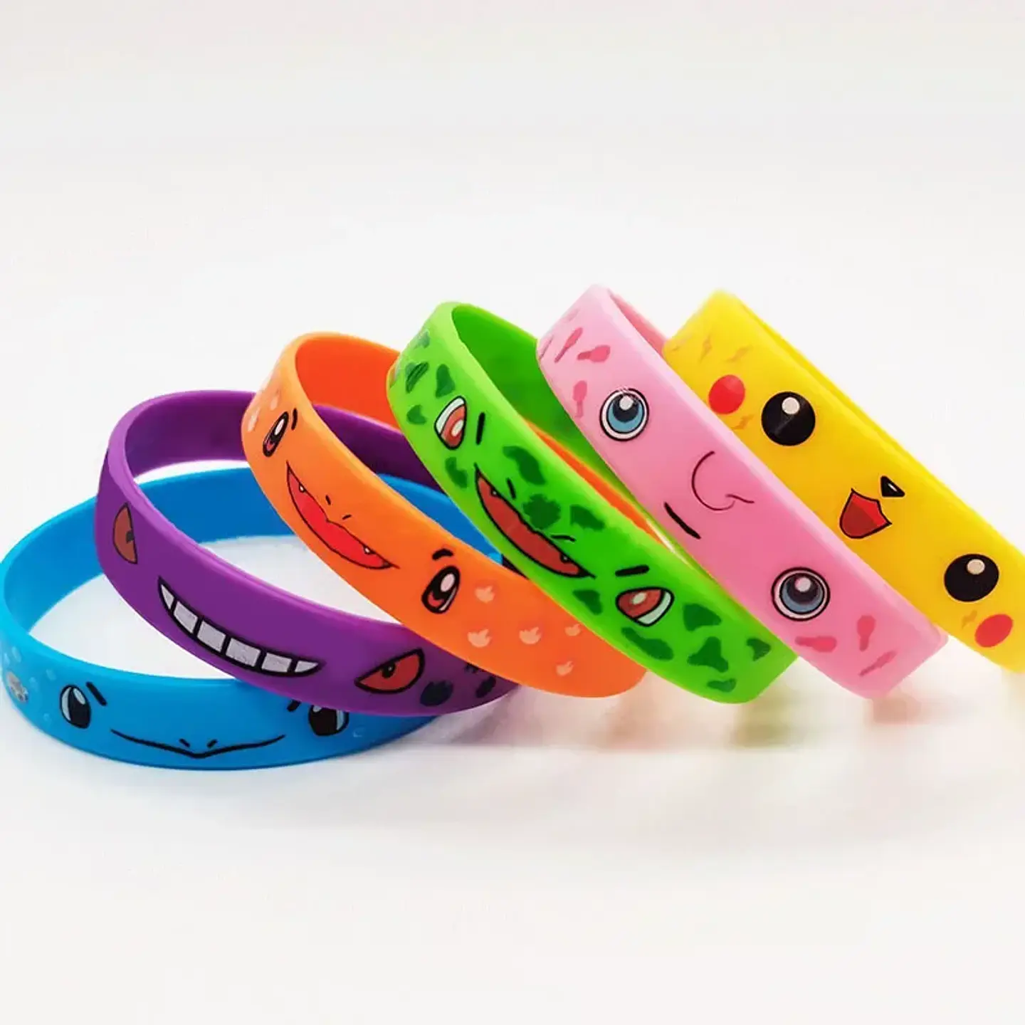 12pcs Pokemon Bracelet Anime Pikachu Charmander Children Cartoon Silicone Wristband Bracelets Party  Accessoires Cosplay Gifts 5