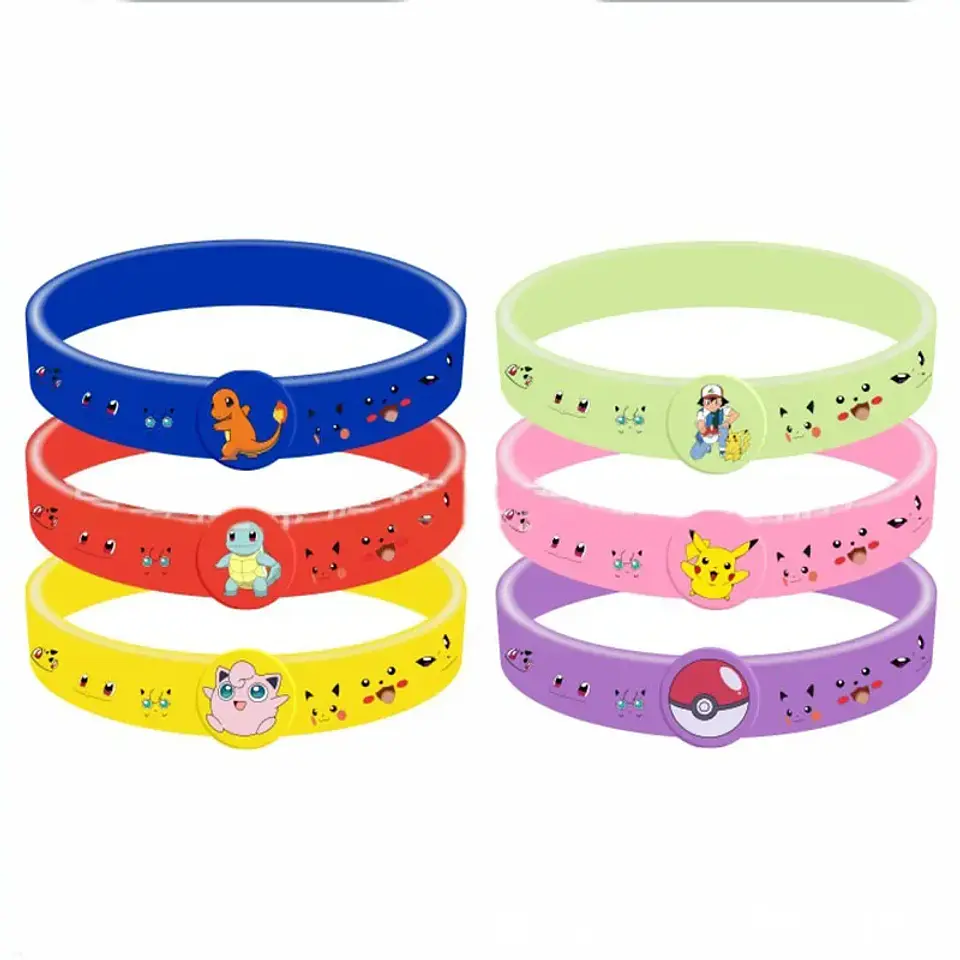 12pcs Pokemon Bracelet Anime Pikachu Charmander Children Cartoon Silicone Wristband Bracelets Party  Accessoires Cosplay Gifts 6
