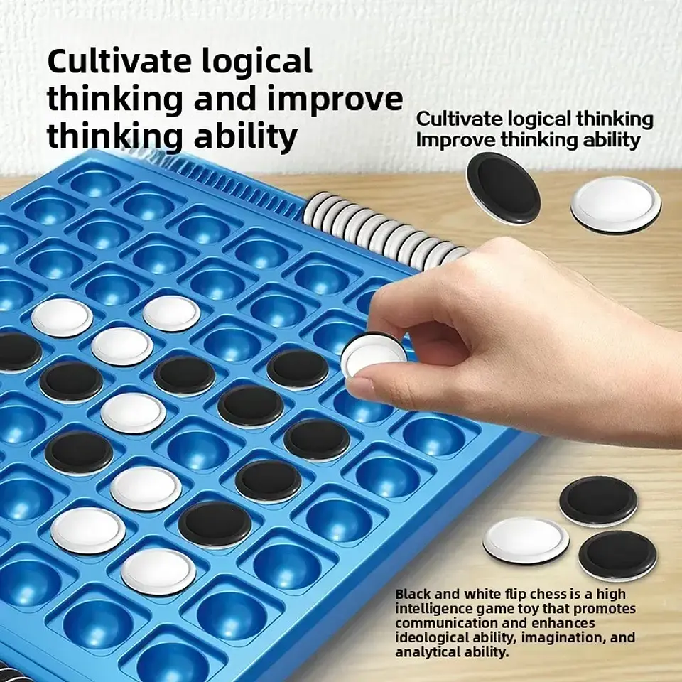 Dual-Side Flip Board Strategy Game for 2 Players Logic Training Educat for 2 Players Logic Training Educational Brain Teaser Toy 3