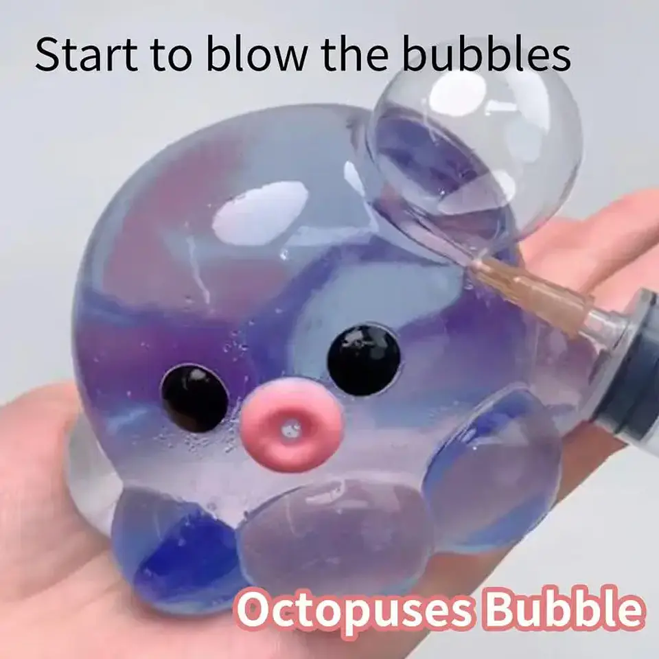 Octopus Squeeze Fidget Toy Rubber Clear Crystal Octopus Hand Relax Toy Homemade Bubble Hairstyle Game For Kids Adults Pinch Toy 4