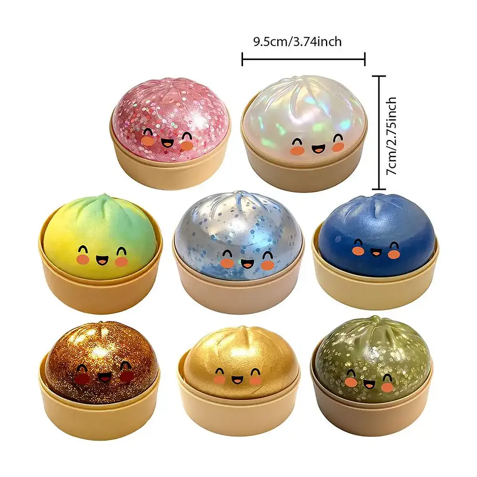 Realistic Giant Dumpling Squeeze Toy with Bamboo Steamer Soft TPR Dough Ball Decompression Fidget Toy Funny Creative Gift 3