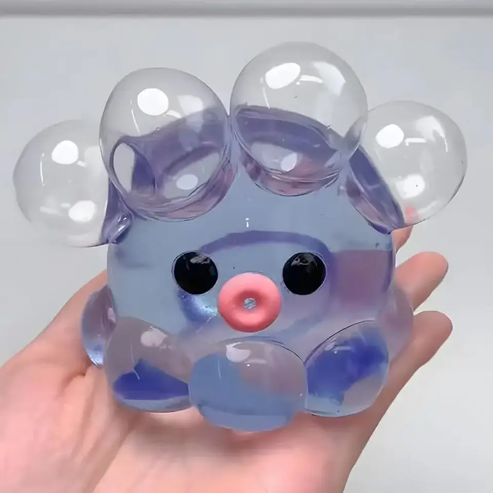 Octopus Squeeze Fidget Toy Rubber Clear Crystal Octopus Hand Relax Toy Homemade Bubble Hairstyle Game For Kids Adults Pinch Toy 5