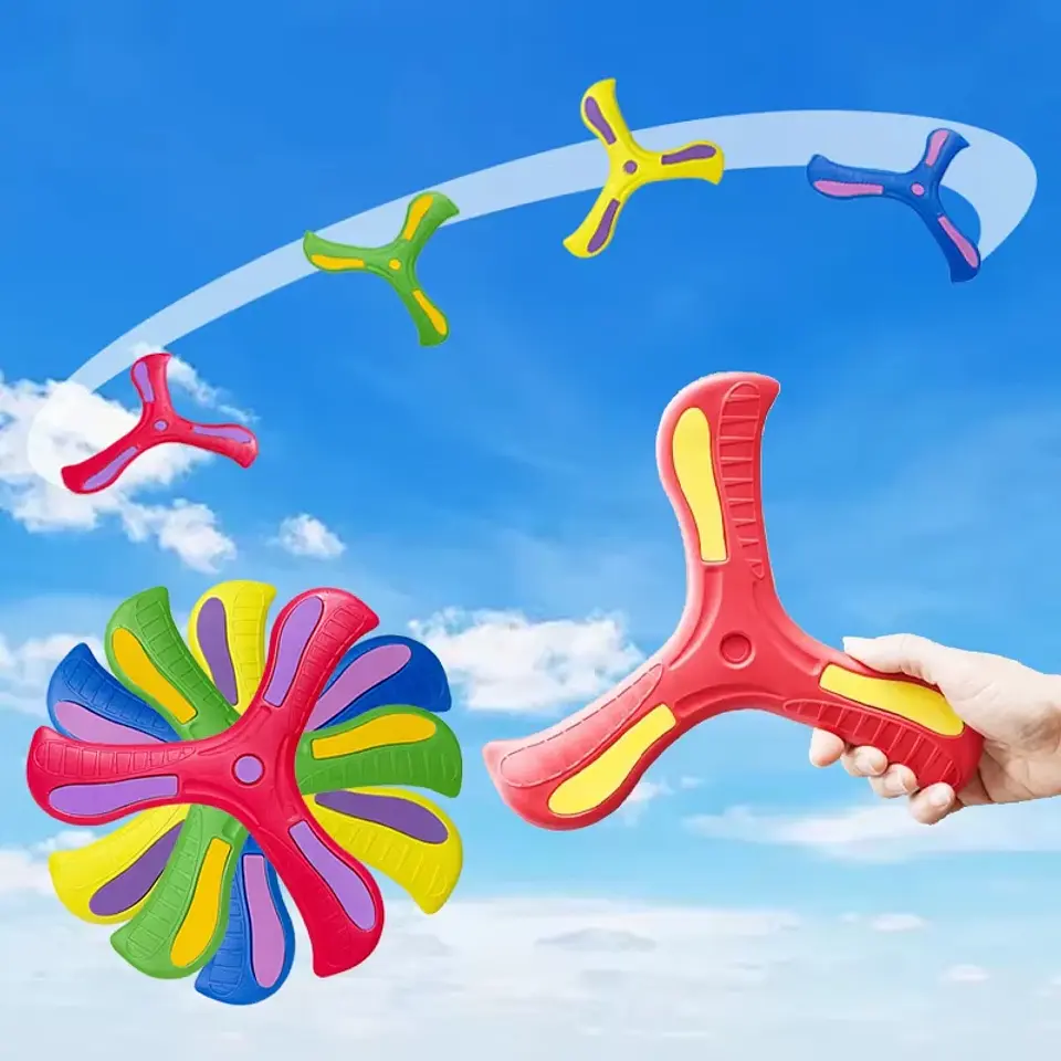 Outdoor Sport Flying Disc Toy Soft EVA Touching Boomerang Return Dart Three-leaf Cross Hand Throw Spinner Interactive Game 2