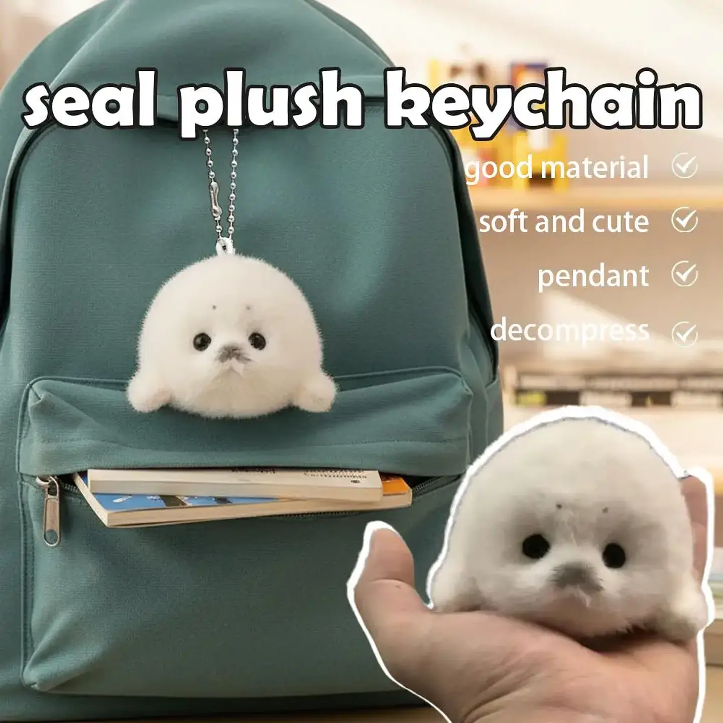 Soft Grey Seal Plush Keychain White Seal Plushies Animal Pendant Fashion Stuffed Doll Keyring Car Key Accessories Car Ornaments 3
